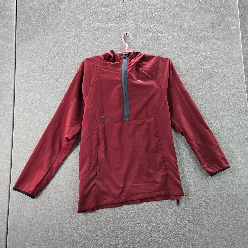 Oakley Men Jacket 2XL Red Activewear Zipper Performance Fit Windbreaker Logo